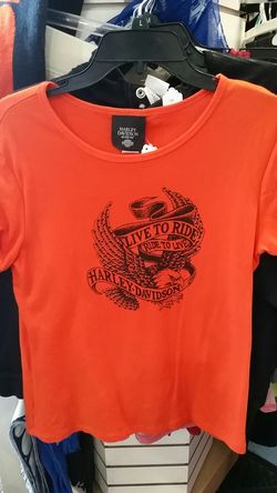 Harley Davidson Orange Live to Ride Womens Shirt Size Large