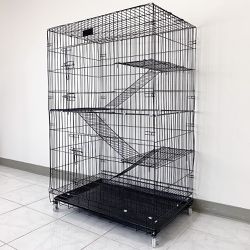 New in Box $85 Collapsible 3-Tier Cat Cage 56 Inches Tall  Metal Kennel 36x24x56” with Tray & Caster 