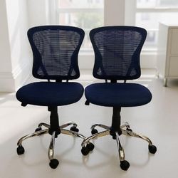 Navy Blue Mesh Mid-Back Armless Office Chairs (Brenton Studio) [Set of 2]
