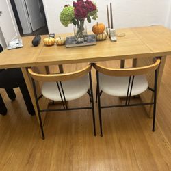 Bohemian Natural Wood & Rattan Dining Table