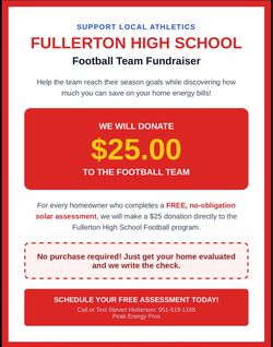 🏈Football fundraiser🏈 Get your Edison bill reviewed!