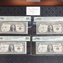 Consecutive Hawaii overprint $1 Silver Certificates 