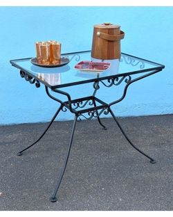 Vintage iron scroll patio table