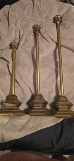 3 Vintage Brass Candle Holders