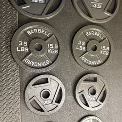 BRAND NEW Olympic  Weights Plates Set: 45s, 35s, 25s & 10s . Brute#230