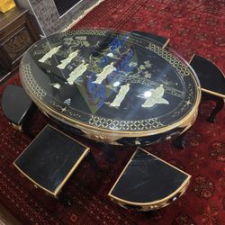 Antique Coffee Table With Chairs 