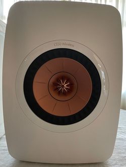 KEF LS50W 1st Generation Gloss White/Copper colorway, complete system, all standard accessories