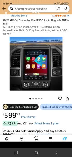 2017 to 2021  Ford F-150 screen
