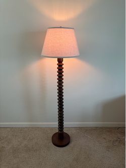 Mid tone wood floor lamp