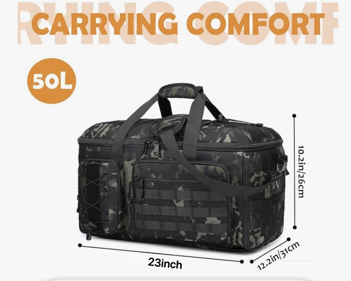 50L Gym Bags for Men, 3 in 1 Travel Duffle Bag with Shoe Compartment ...