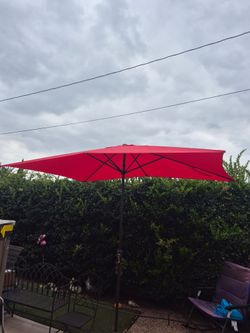 10x6.5" ft rectangle market umbrella patio color: red base not included
