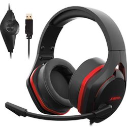 Gaming Headset for PC / Strong Bass Virtual 7.1 Sound / USB Headphones with Noise Cancelling Microphone RGB Lights Plug & Play for Laptops Computers