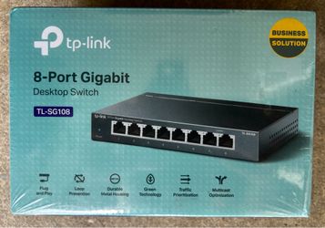 TP-LINK TL-SG108 8-Port Gigabit Unmanaged Layer 2 Desktop Switch RJ-45