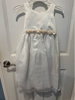 Girls Size 4 White Formal Dress - Flower Girl / First Communion