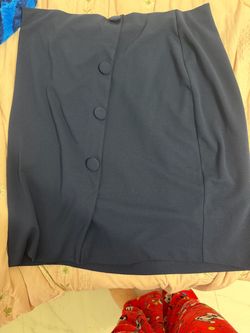 Navy Blue Button-Front Mini Skirt