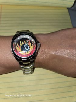 Vintage Y2K Relic by Fossil Big Tic 8 Ball Fire Animated Watch