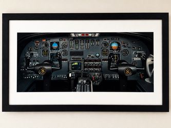 Large Framed Learjet 55 Cockpit Aviation Print – 48” x 28