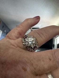 Diamonds, white 14 k gold, rubies