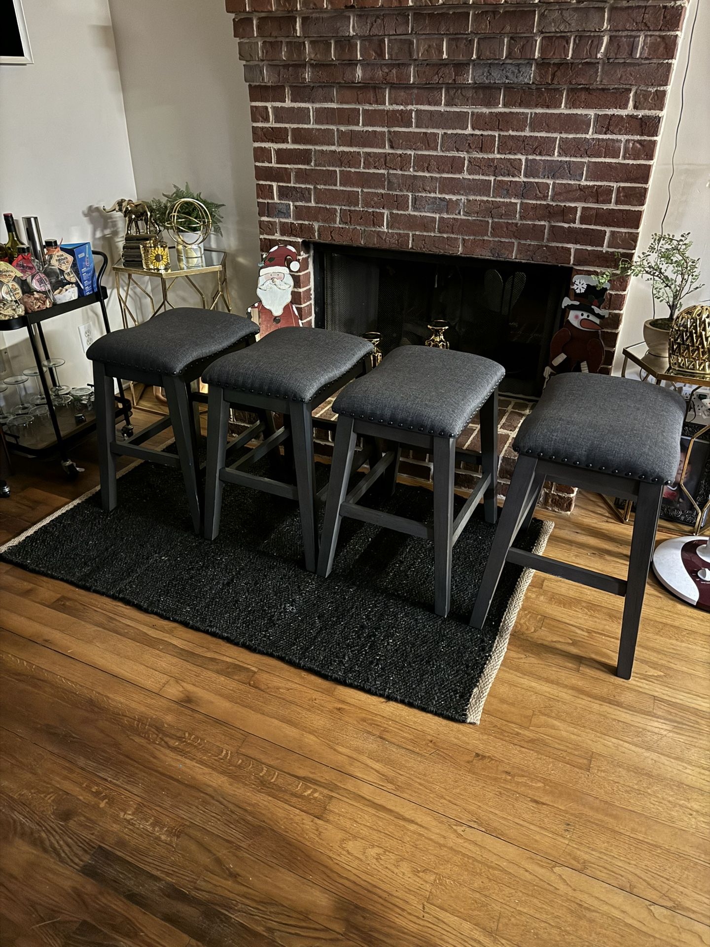 Set Of 4 -Gray Bar Stools