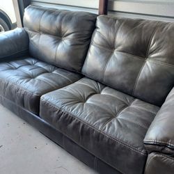 Charcoal Gray Leather Couch