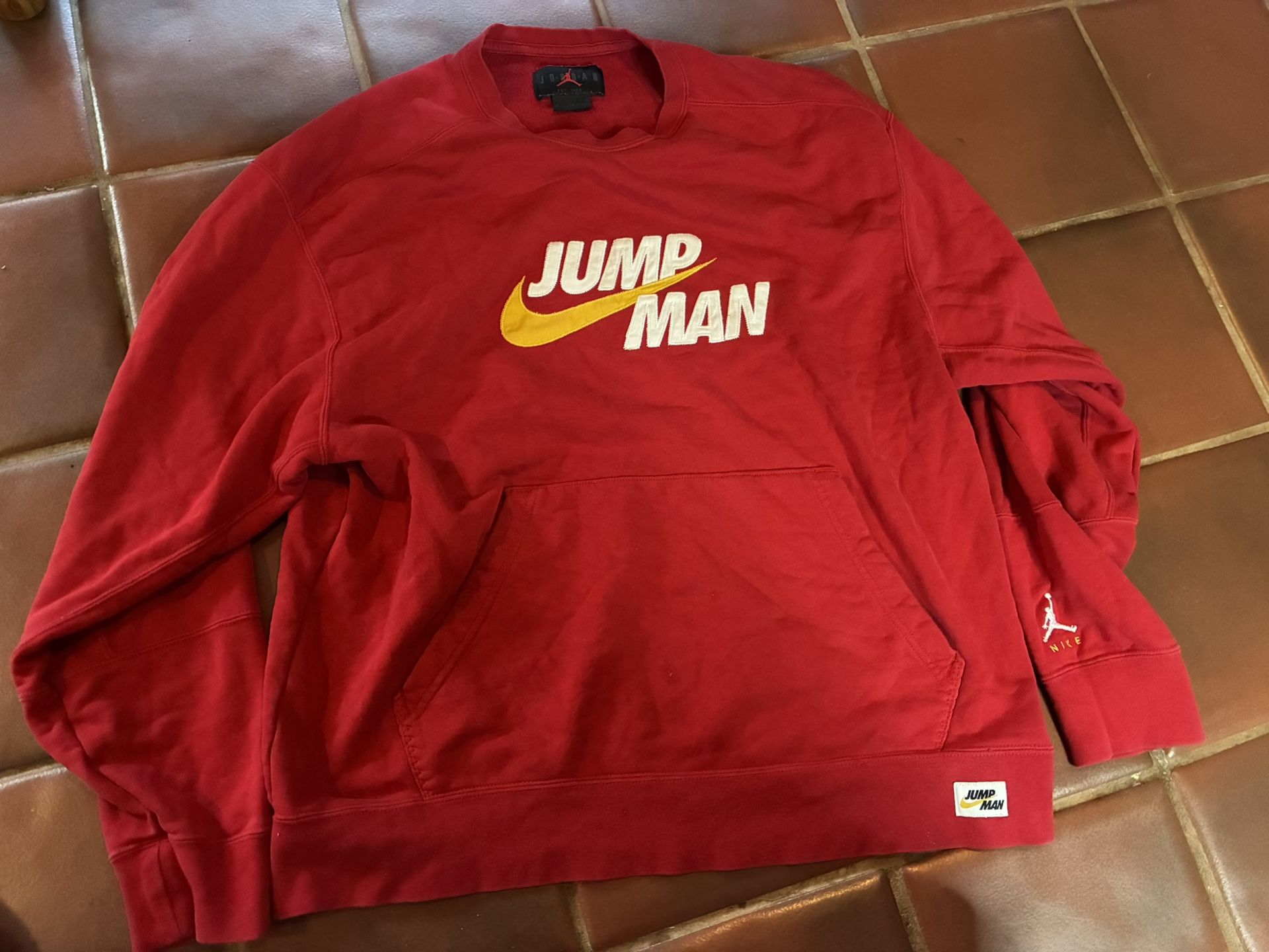 NIKE Air Jordan Jump Man Men's SIZE XLG Sweatshirt RED Pockets
