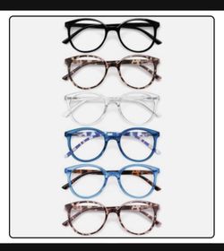 6 Pack Blue Light Reading Cheaters Eyeglasses, Mix6 +2.0