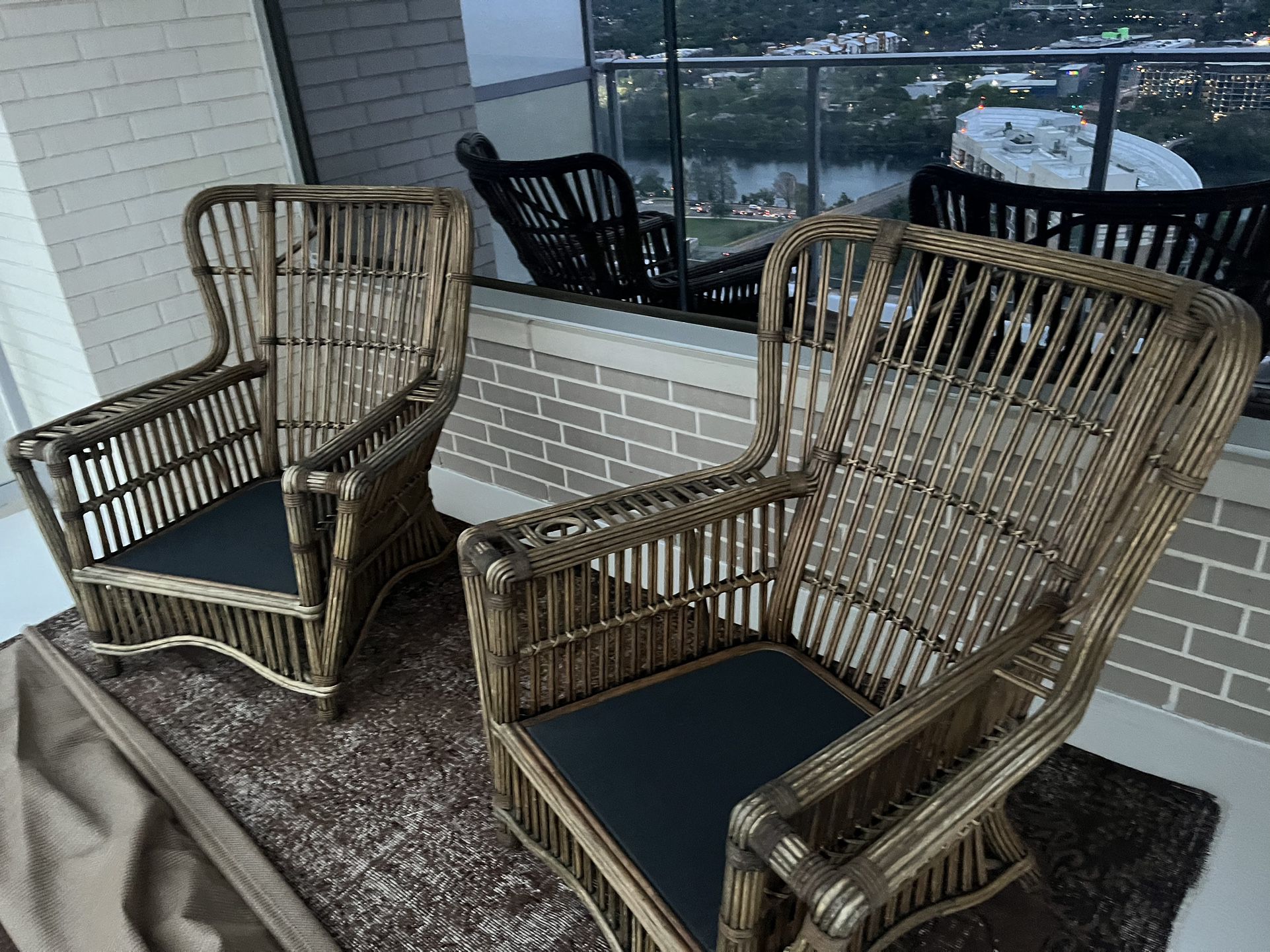 Pair of Oversized Outdoor Rattan Chairs 