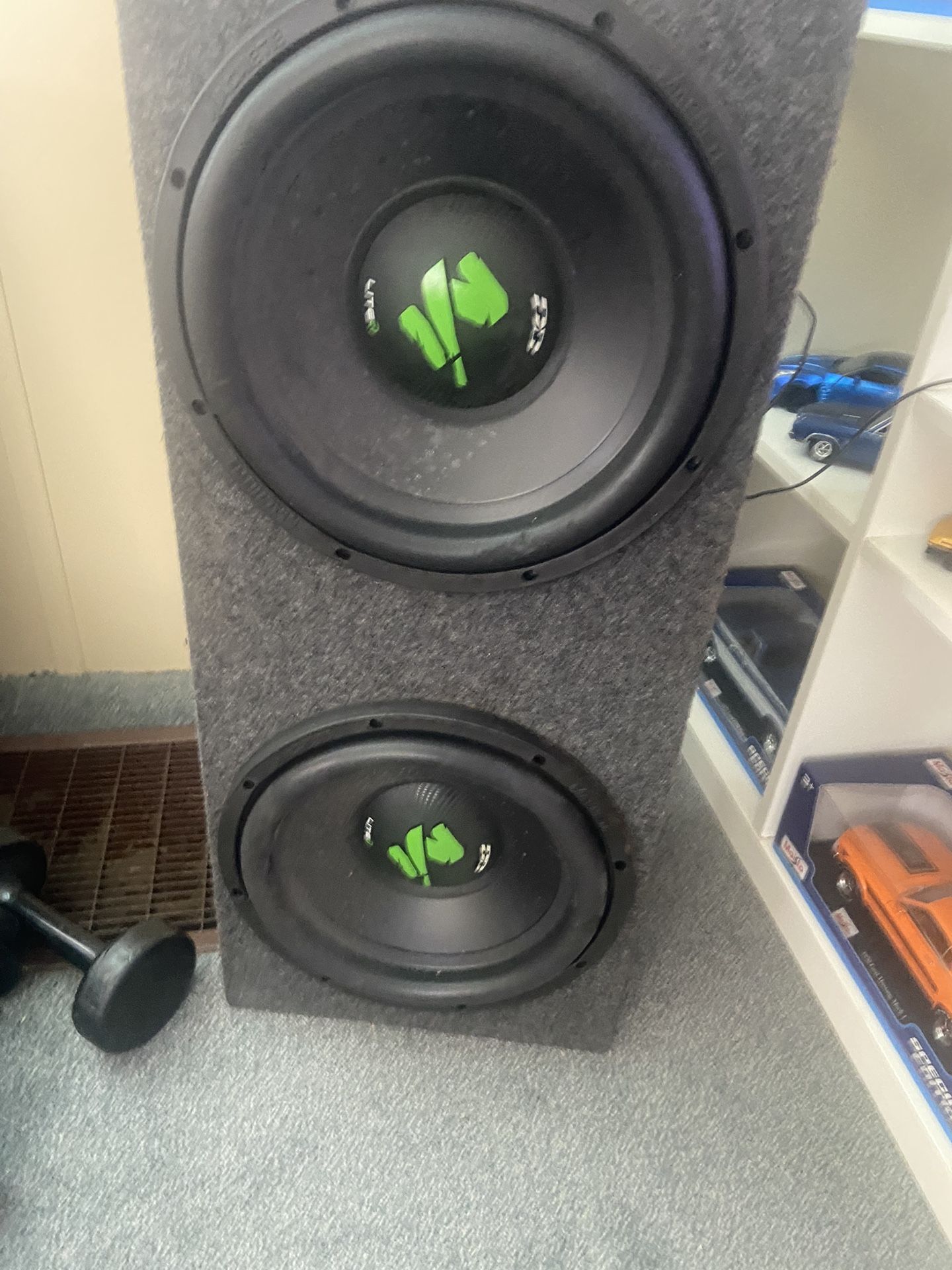 2 12 Inch Machete Subs In Box 2 10 Inch PRV’s In Chuchero With DS18 Horns And A Flip N Lite Ladder 6ft 