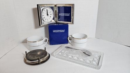 Silver Plated Clock & other items