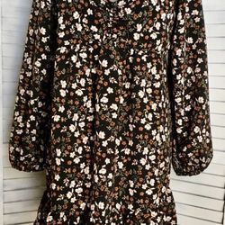 Black Floral Dress, Medium 