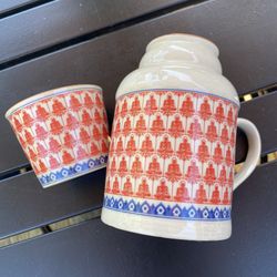 NEW 2-piece Ceramic Tea Set / Larger Pitcher Kettle / Cup / Tumble Up Style Buddha Pattern 