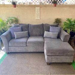 Comfy Gray Sofa Sectional w/ Reversible Chaise