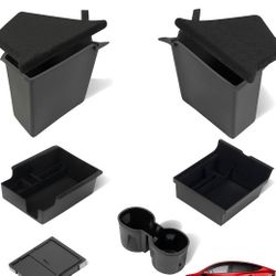 Trunk Storage Bins For Tesla Model Y,Center Console And Armrest Organizer Tray,Cup Holder,Waterproof Odorless Side Storage Box 2020-2023 Accessories(5