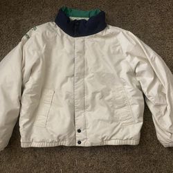 Vintage Y2K Nautica Challenge White J-Class Down Puffer Jacket Men’s Size XL 