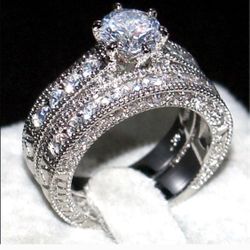 New 18 k white gold wedding ring set engagement ring