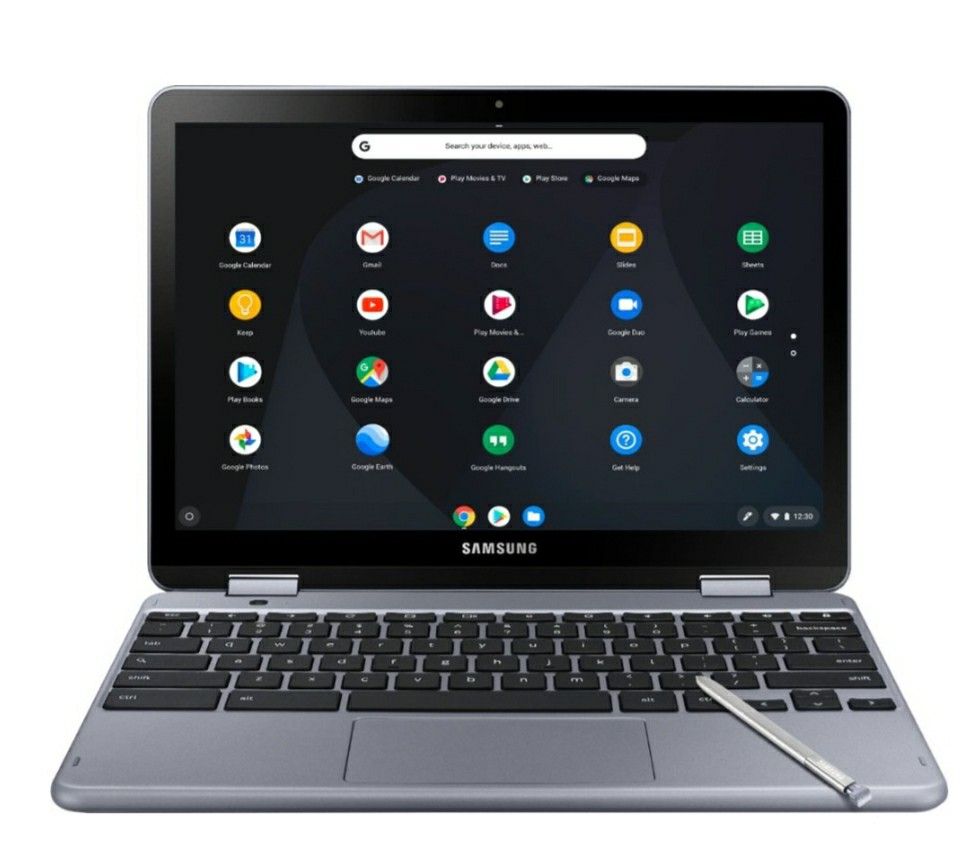 Samsung - Plus 2-in-1 12.2" Touch-Screen Chromebook - Intel Celeron - 4GB Memory - 32GB eMMC Flash Memory - Stealth Silver