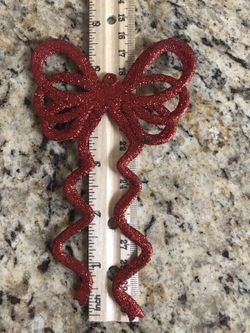 4 red glitter 6" ornaments