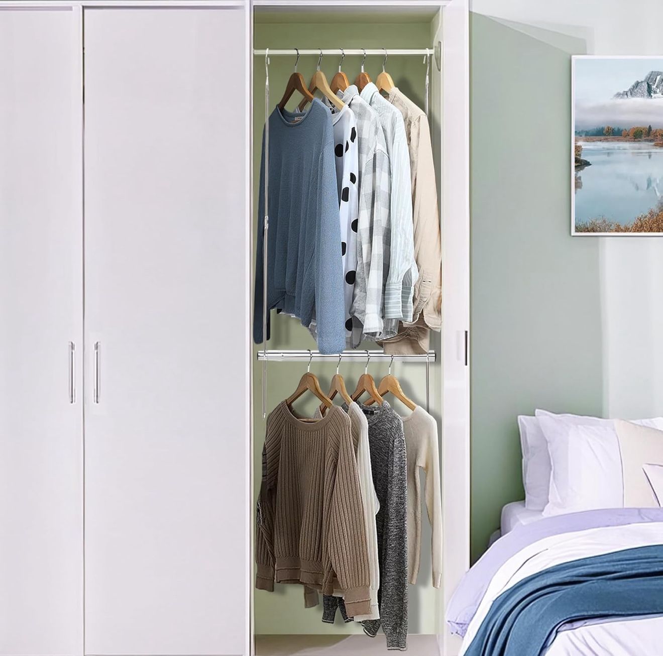 STORAGE MANIAC Space-Saving Clothes Hanging Bar