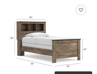 Twin Rustic Wood Bookcase Headboard Bed Frame