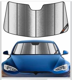 Tesla Model S 2012-2026 Pigenius Windshield Sun Shade - Metallic Silver Color Style