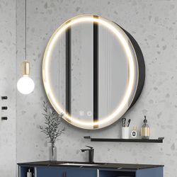 Janboe 26" Round Medicine Cabinet With Lights