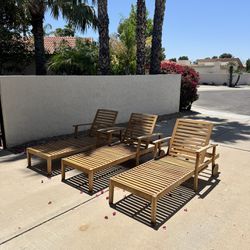 3 Teakwood Pool/Patio Lounge Chairs