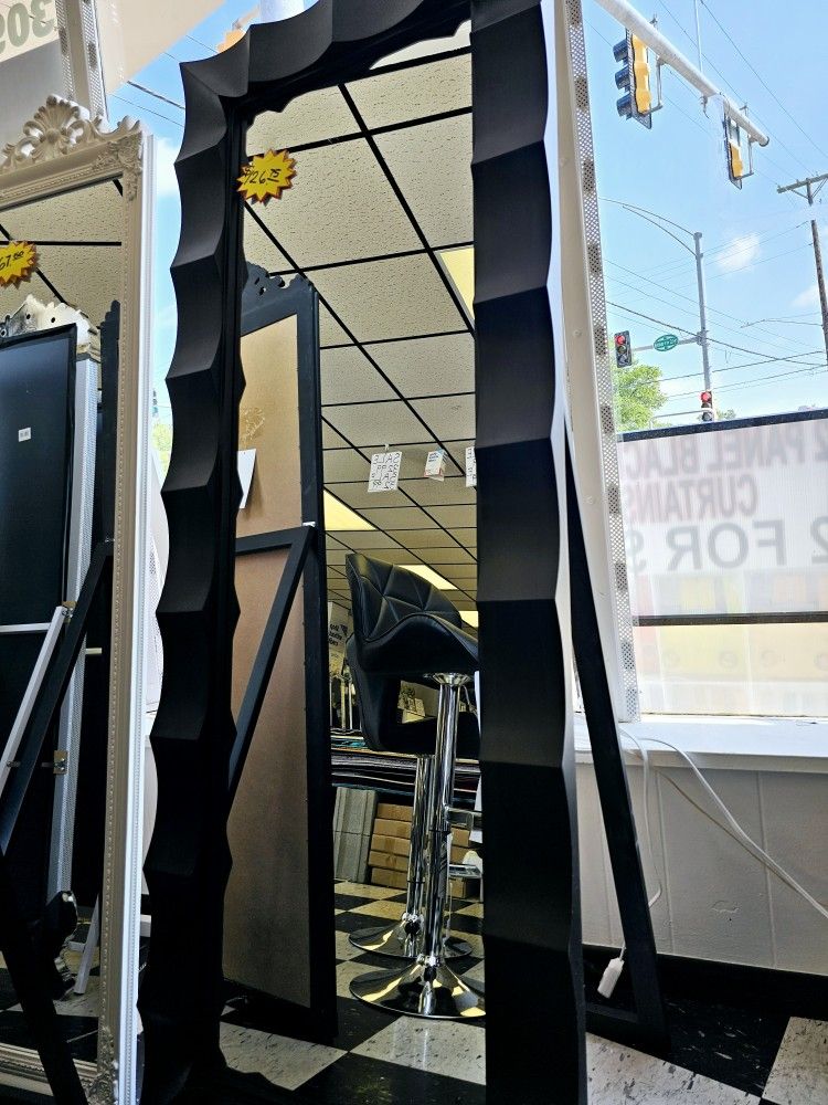 New Black Floor mirror with stand full length