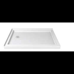 Shower Pan, 32 in. L x 60 in. W Corner Double Threshold Shower Pan