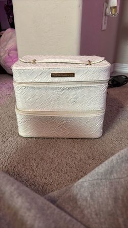 Large White Leather Makeup Box 