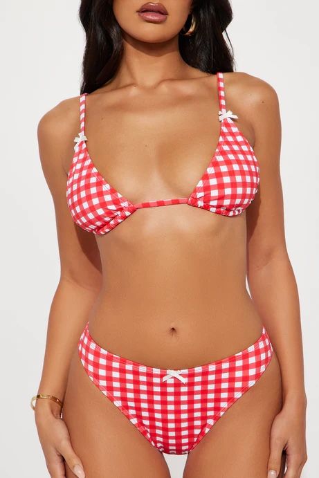 FASHION NOVA - Dainty Bows 2 Piece Bikini - Red/White