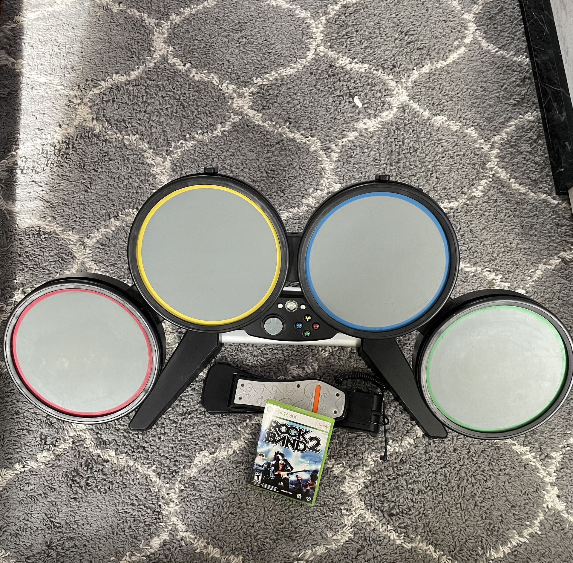 Xbox 360 Drum Set With Pedal And Game 