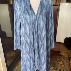 New Manaola Waiolu Cardigan Kimono Style Duster Women's Medium Blue