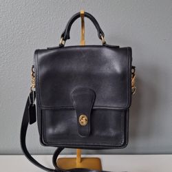Vintage Coach 1990s Black Leather Station Bag 5130