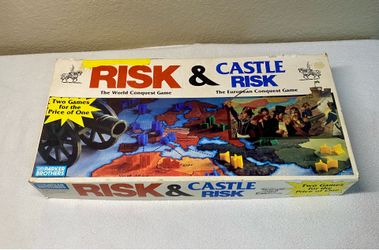 VINTAGE 1990 Parker Brothers 1 in 1 Risk & Castle Risk - 100% COMPLETE